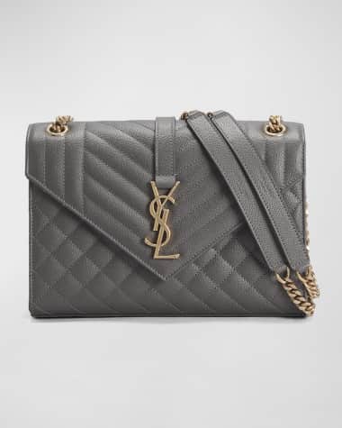 Saint Laurent Envelope Triquilt Medium YSL Shoulder Bag in Grained Leather