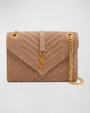 Yves Saint Laurent/ YSL 393593 Black Leather Envelope Chain Wallet Clutch/  Shoulder/ Sling Bag
