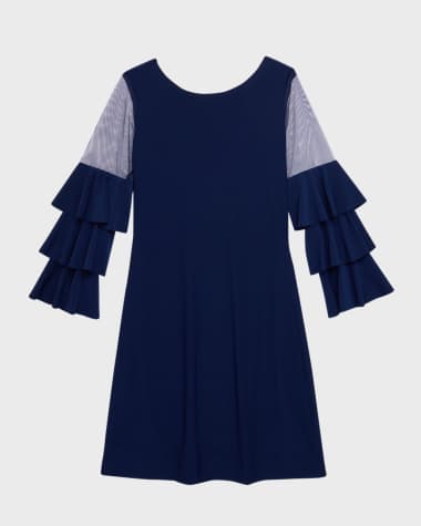 Un Deux Trois Girl's Tiered Sleeve Sheath Dress, Size 7-16