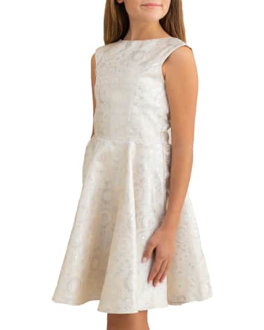 Un Deux Trois Girl's Jacquard V-Back Dress, Size 7-16