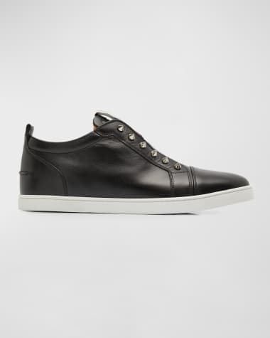 Fun Louis Junior Studded Mesh and Leather Sneakers