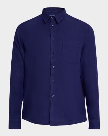 Vilebrequin Men's Caroubis Solid Linen Sport Shirt