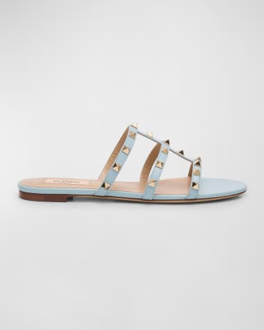 Valentino Garavani Rockstud Caged Flat Slide Sandals
