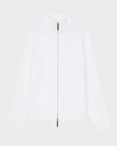 Lafayette 148 New York Plus Size Fitted Cotton-Silk Bomber Sweater