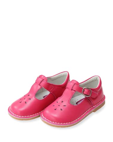 L'Amour Shoes Joy Leather Stitch Down T-Strap Mary Janes, Baby/Toddler/Kids