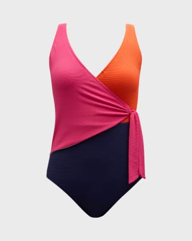 Tommy Bahama Colorblock Scoop-Back One-Piece Swimsuit