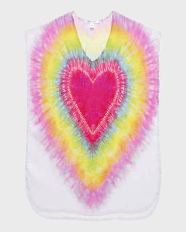 Stella Cove Girl's I Heart You Tie Dye Poncho Coverup, Size 2-14