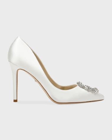 Badgley Mischka Cher Satin Buckle Cocktail High-Heel Pumps