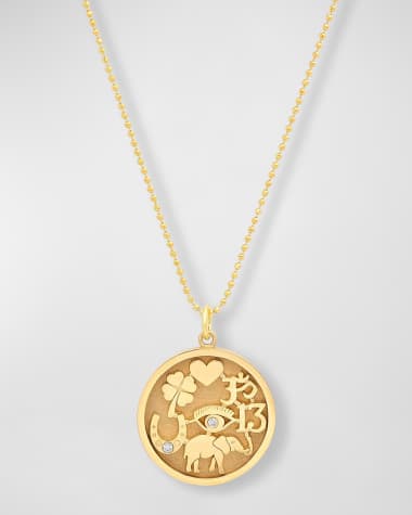 Jennifer Meyer 18k Good Luck Pendant Necklace with Diamonds