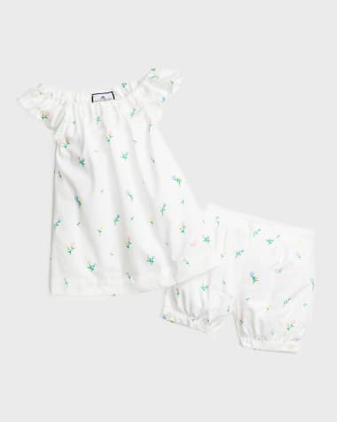Petite Plume Kid's Isabelle Tulip-Print Pajama Set, Size 6M-14