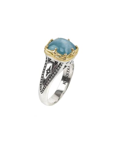 Konstantino Astria Aquamarine Square Ring, Size 6-8