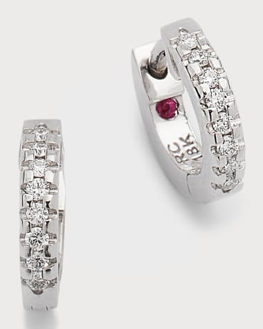 Roberto Coin 18k White Gold Diamond Small Hoop Earrings