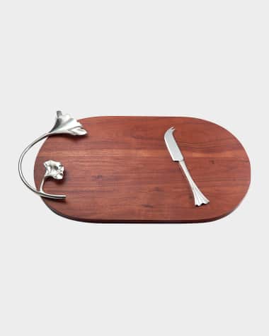 Mary Jurek Ginkgo Wood Oval Tray with Knife