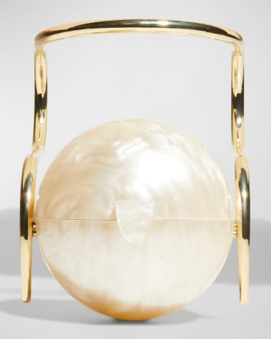 Cult Gaia Pearl Acrylic Metal Top-Handle Bag