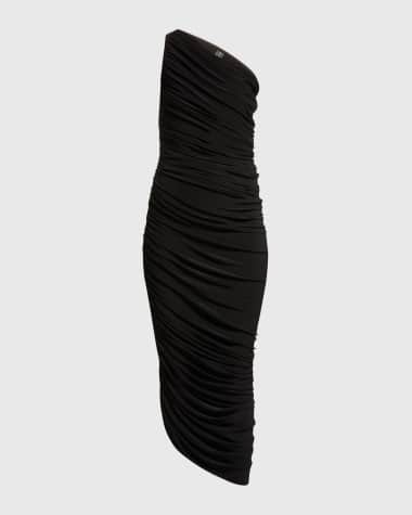 Norma Kamali Diana One-Shoulder Shirred Midi Dress