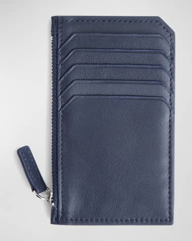 ROYCE New York Monogrammed Zippered Leather Credit Card Case