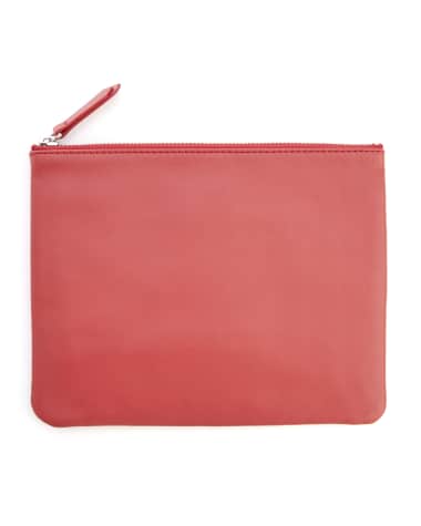 ROYCE New York Monogrammed Leather Zuppered Travel Organizer Pouch