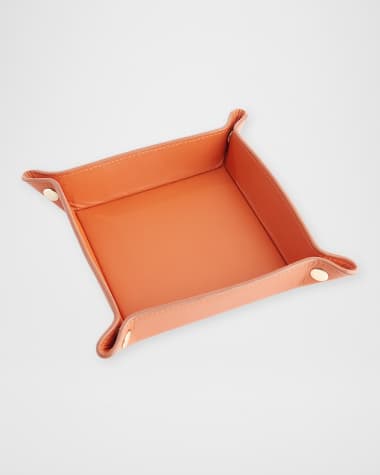 ROYCE New York Monogrammed Leather Catchall Valet Tray