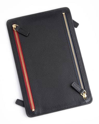ROYCE New York Monogrammed Leather RFID Blocking Foup Zip Travel Organizer