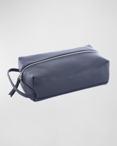 ROYCE New York Monogrammed Compact Leather Toiletry Bag