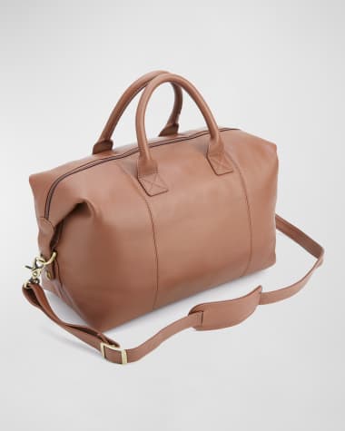ROYCE New York Monogrammed Leather Overnight Duffel Bag