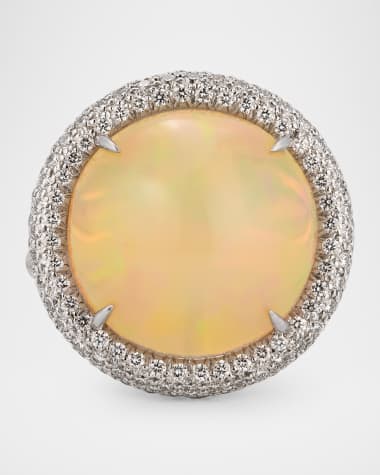 Robert Erich 18K White Gold Opal and Diamond Ring, Size 6