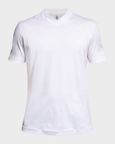 Brunello Cucinelli Men's Basic-Fit V-Neck T-Shirt