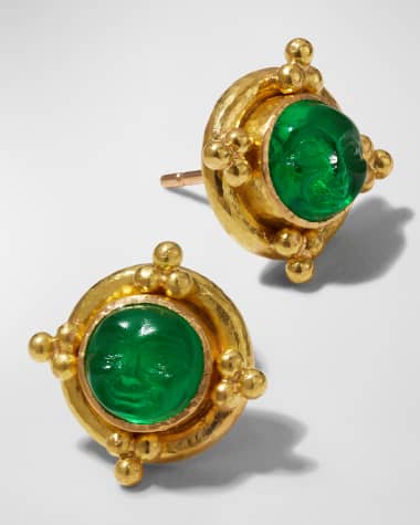 Elizabeth Locke Man-in-the-Moon Intaglio Stud Earrings, Crystal