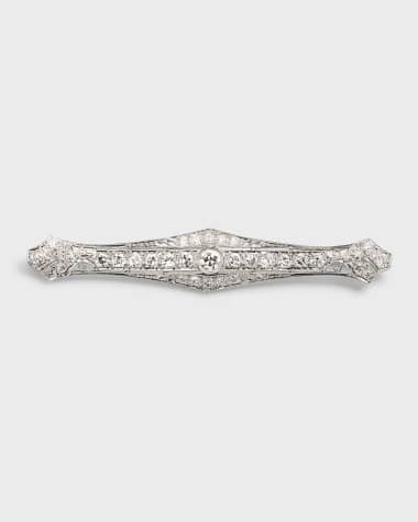 NM Estate Platinum Diamond Filigree Bar Pin