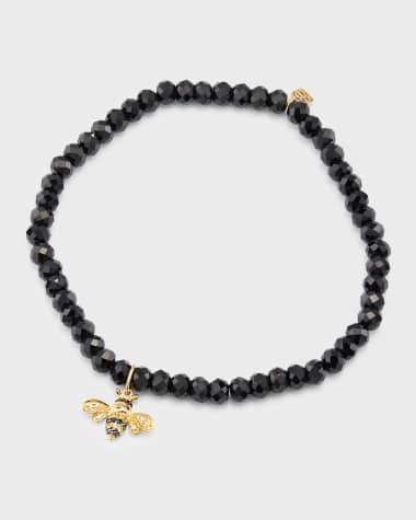 Sydney Evan 4mm Black Spinel Diamond and Sapphire Bee Bracelet