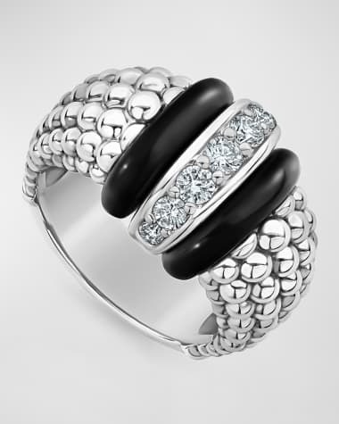 LAGOS Black Caviar Large 1-Link Diamond Ring