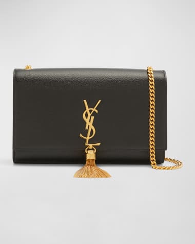 Saint Laurent Kate Medium Tassel YSL Wallet on Chain in Grained Leather