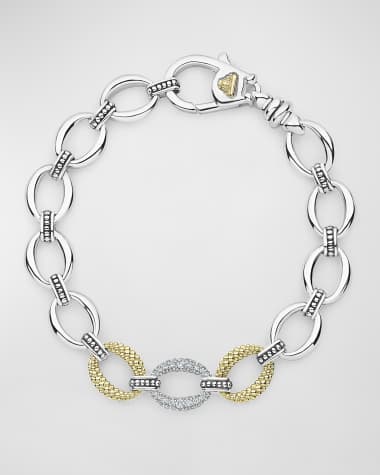 LAGOS Caviar Lux Diamond-Station Two-Tone Bracelet