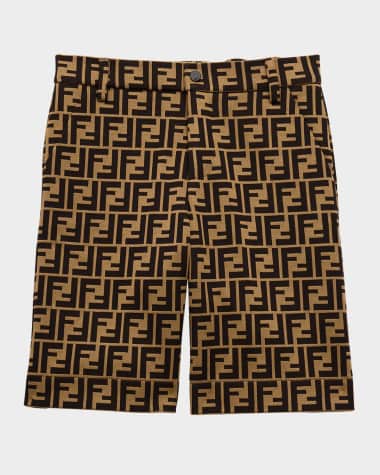 Fendi Boy's Monogram-Print Bermuda Shorts, Size 4-14