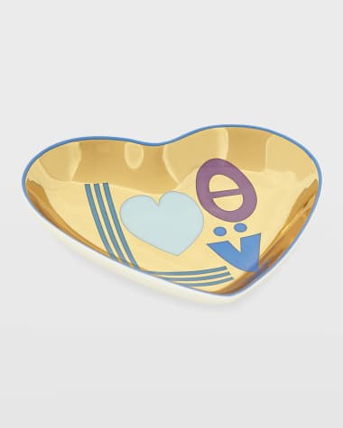 Jonathan Adler Love Trinket Tray, Blue/Gold