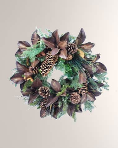 Winward Home Autumn Magnolia Leaf Wreath