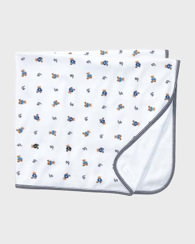 Ralph Lauren Childrenswear Reversible Bear/Monogram Cotton Baby Blanket