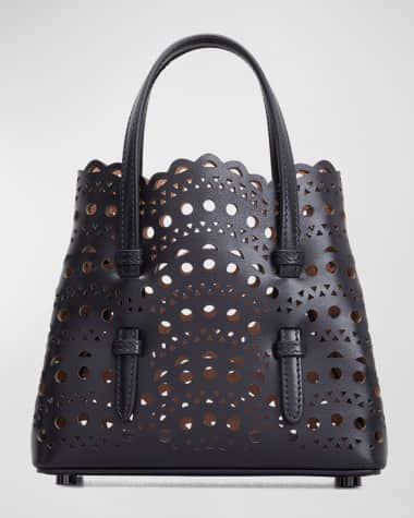ALAIA Mina 16 Tote Bag in Vienne Wave Perforated Leather