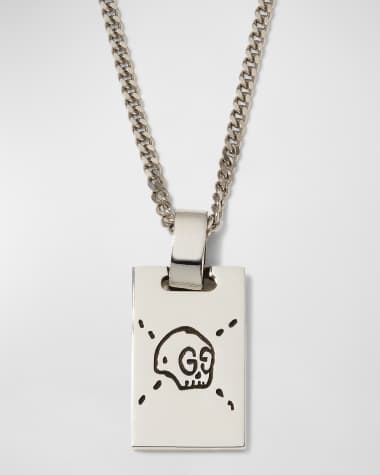 Gucci Men's Sterling Silver Ghost Tag Pendant Necklace