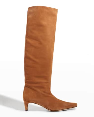 STAUD Wally Suede Patchwork Tall Boots