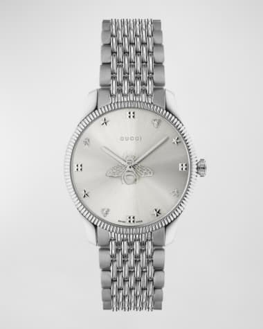 Gucci 36mm G-Timeless Bee Watch with Bracelet Strap, Silver