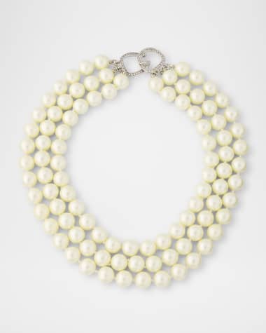 Kenneth Jay Lane 3-Row Pearly Necklace, 16"L
