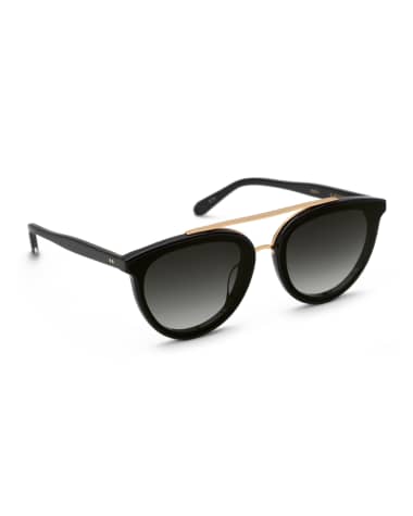 KREWE Clio Round Acetate Sunglasses, Black