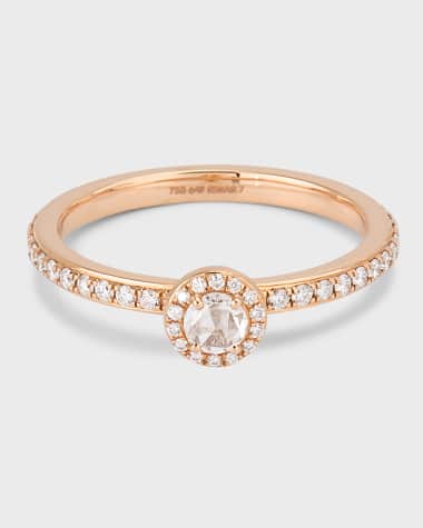 64 Facets 18k Rose Gold Rose-Cut Diamond Ring, Size 5