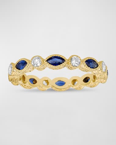 Tanya Farah Modern Etruscan Blue Sapphire Ring with Diamonds