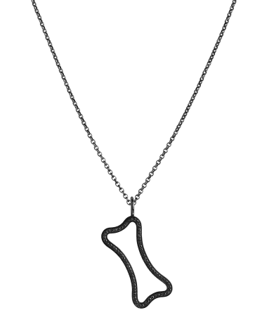 Bridget King Jewelry Small Hollow Diamond Dog Bone Pendant Necklace