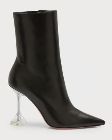 Amina Muaddi Giorgia Napa Clear-Heel Ankle Booties