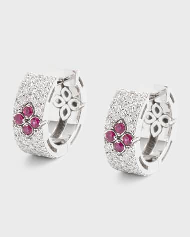 Roberto Coin 18k White Gold Love in Verona Diamond and Ruby Earrings