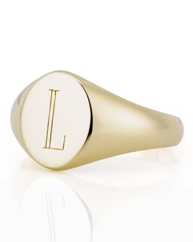 Sarah Chloe 14K Gold Petite Initial Signet Ring, Size 3-9