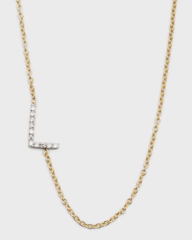 Zoe Lev Jewelry Diamond Asymmetrical Initial Necklace, L